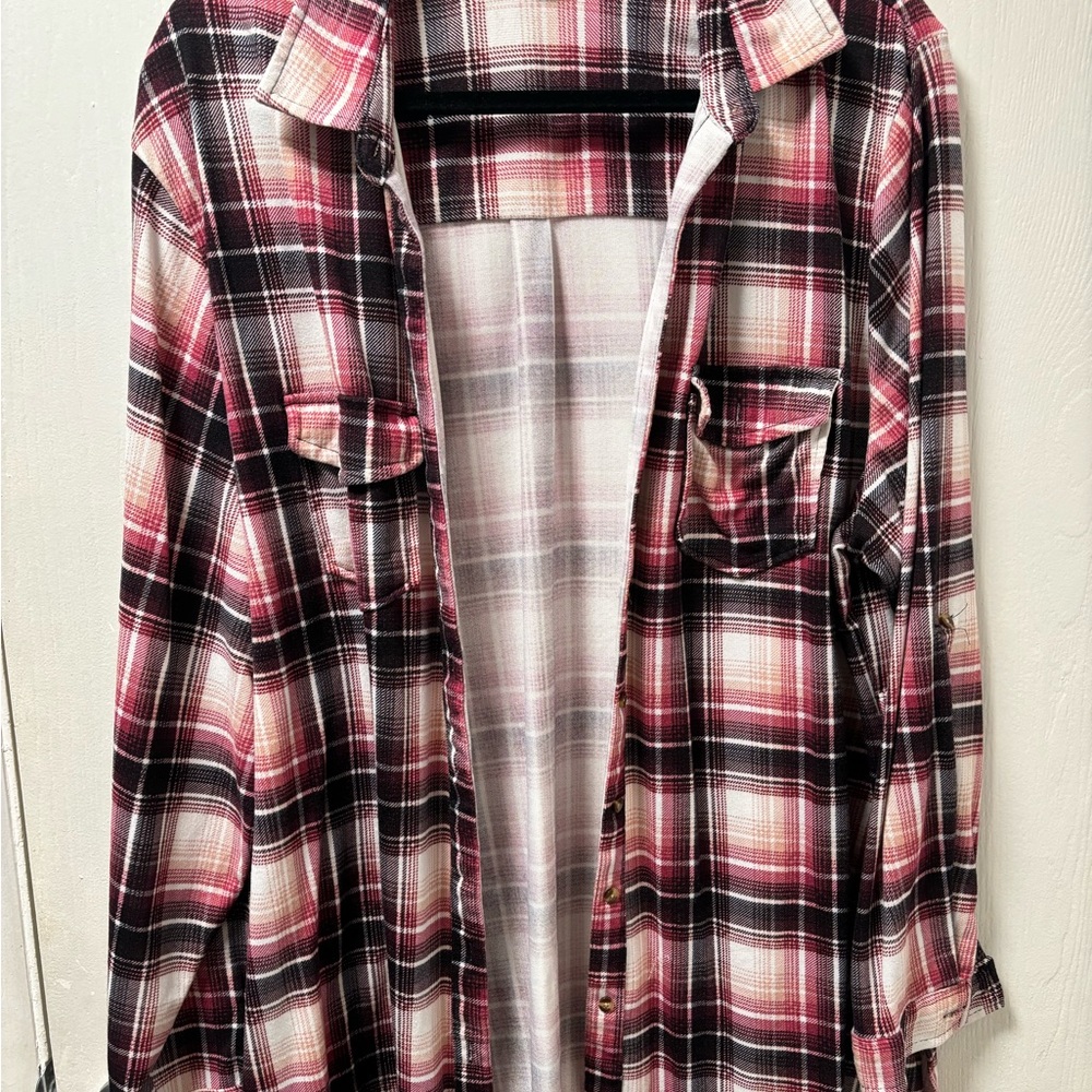 Button up pink plaid